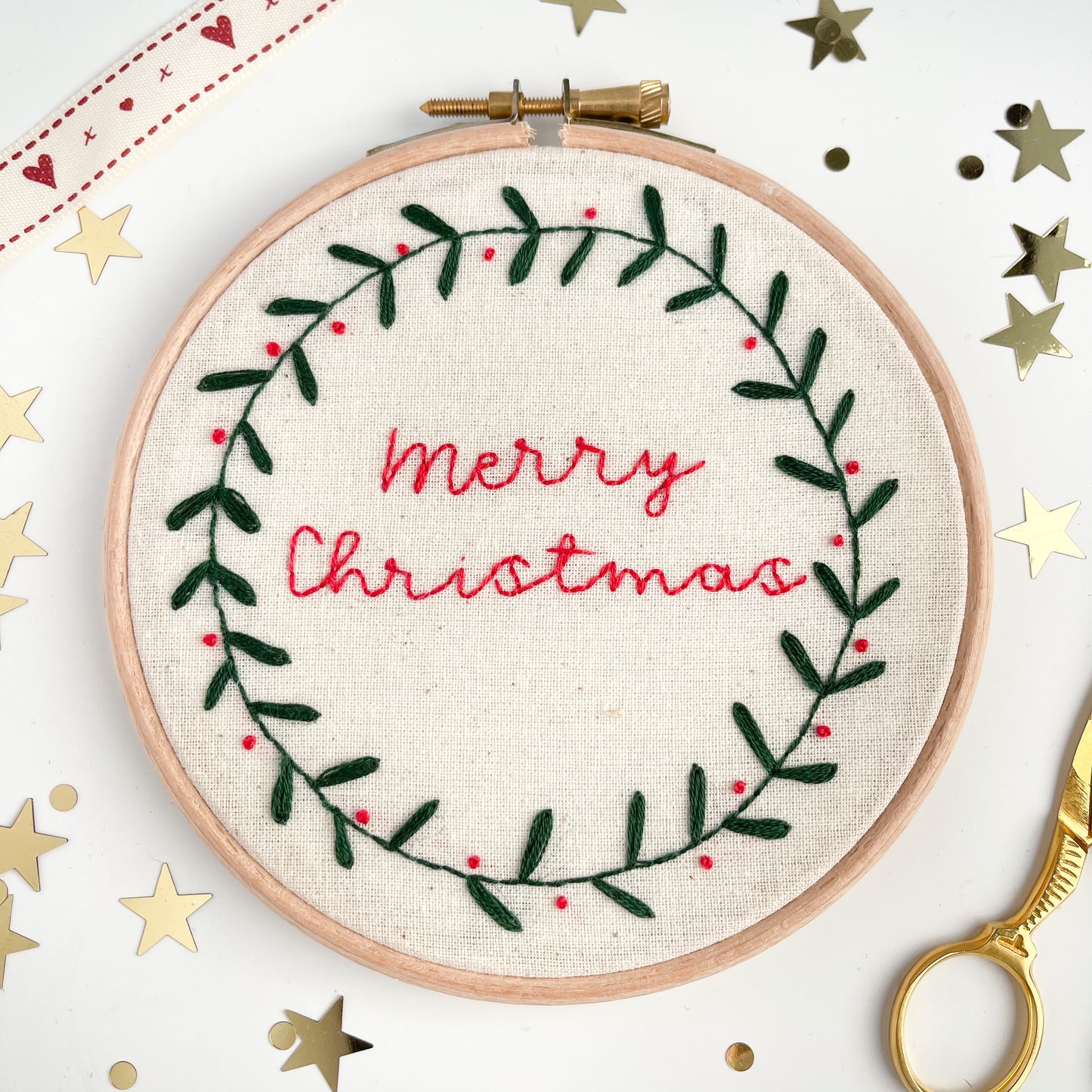 Merry Christmas Hand Embroidery Hoop