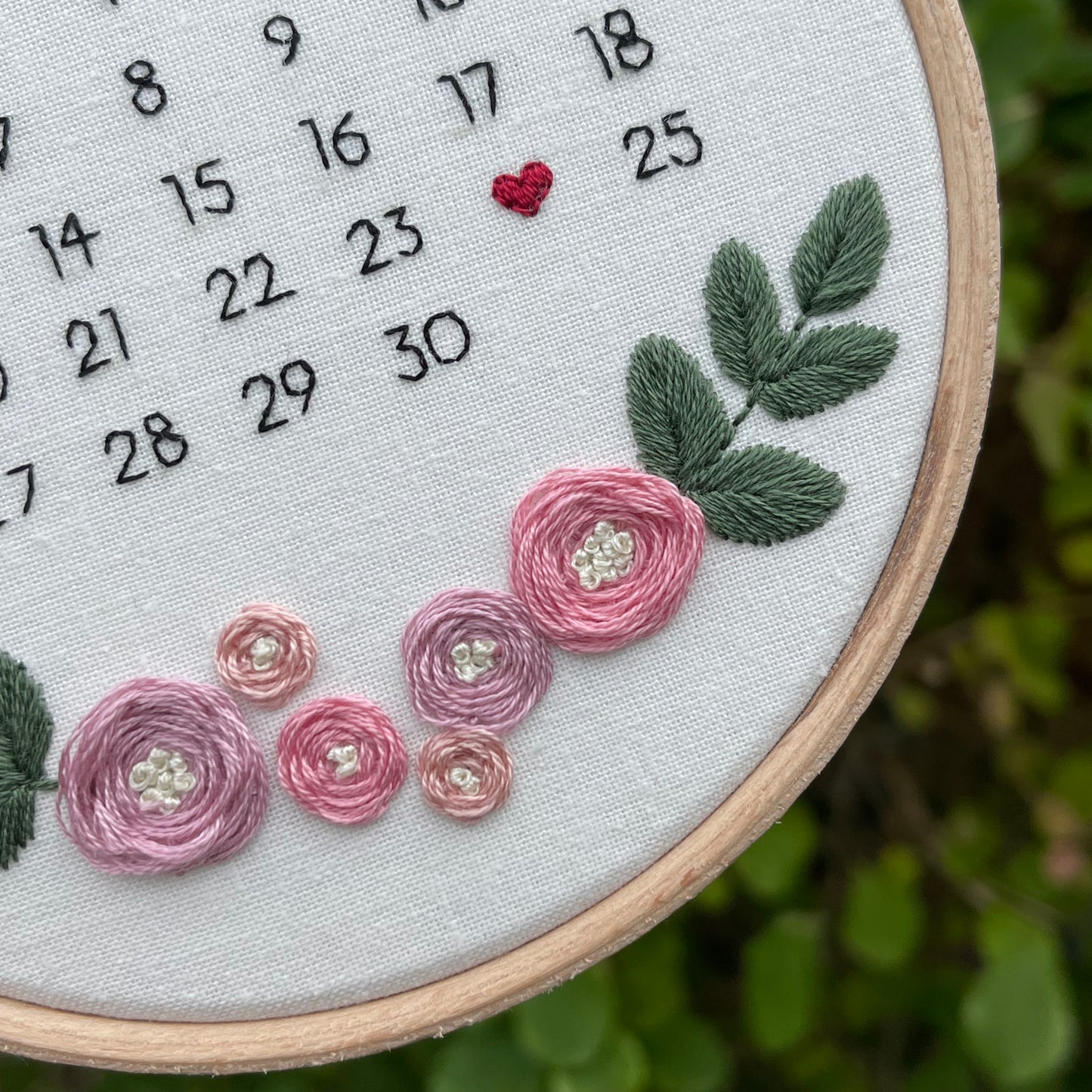 Wedding Calendar Hand Embroidery Hoop