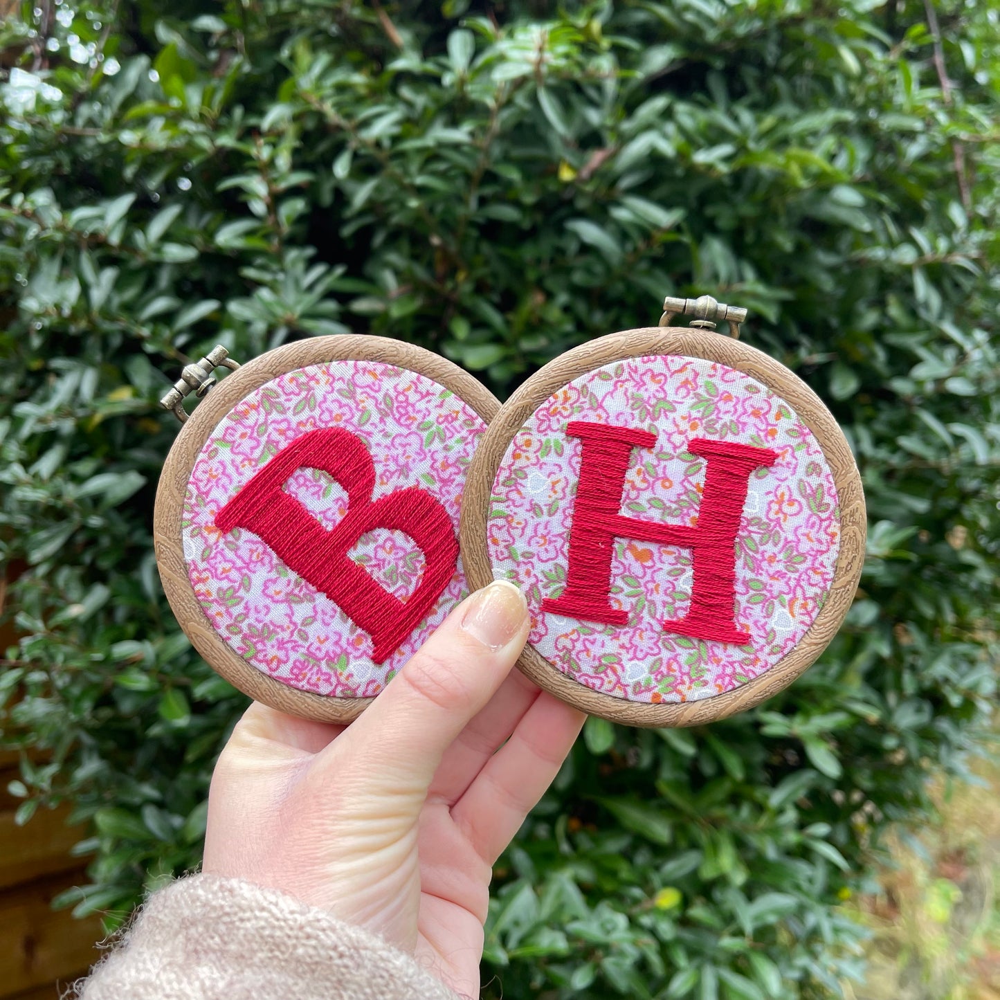 Ready Made - Personalised Floral Initial Hoops